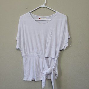 Free People Beach Women's Size L Short Sleeve Slouchy Tie Front Dolman Top White